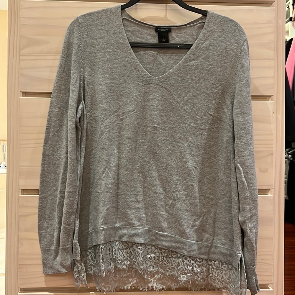 Grey sweater with lace